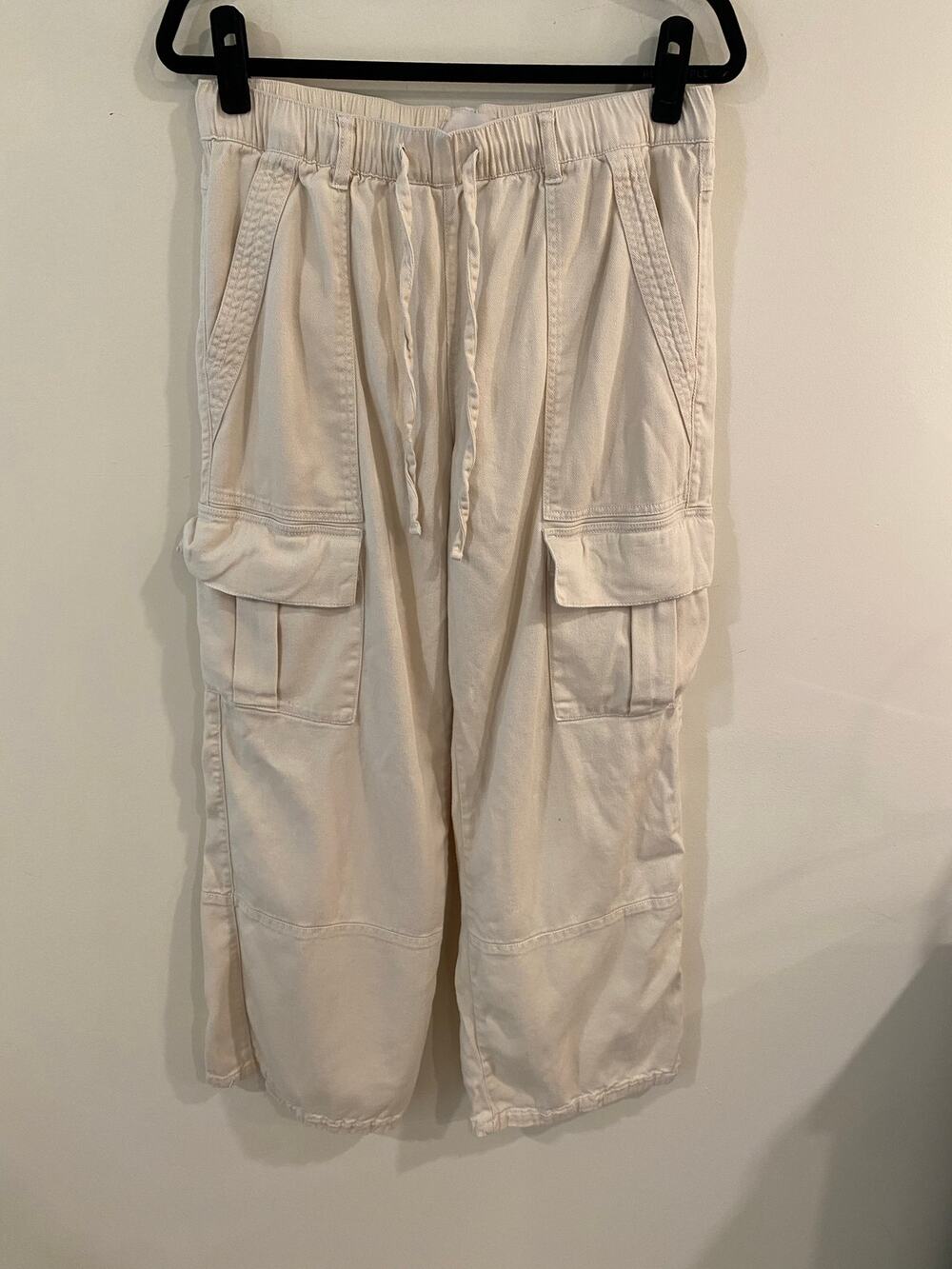 Habitual Women's Cargo Pants M Drawstring Waist Beige Normcore Minimalist